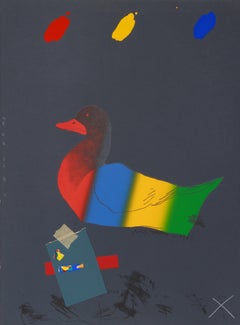 Le canard hors de l'eau, estampe en techniques mixtes de Raymond Saunders