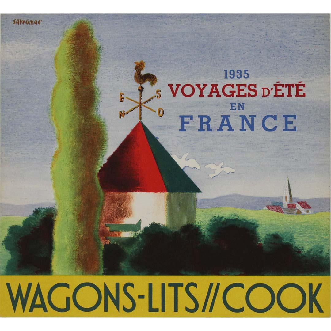 Die 1930er Jahre waren eine entscheidende Zeit, in der Kunst und Fernweh zusammenfielen. Ein Plakat des berühmten französischen Grafikers Raymond Savignac aus dem Jahr 1935, das für "Voyages d'été en France" mit Wagons-Lits Cook wirbt,