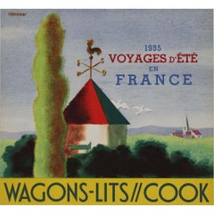 1935 affiche de Raymond Savignac "Voyages d'été en France" avec Wagons-Lits Cook