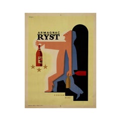 1943 advertising poster by Raymond Savignac for Armagnac Ryst - Art Deco