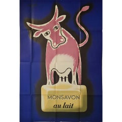 Vintage 1949 Raymond Savignac's original advertising poster for "Monsavon au Lait"
