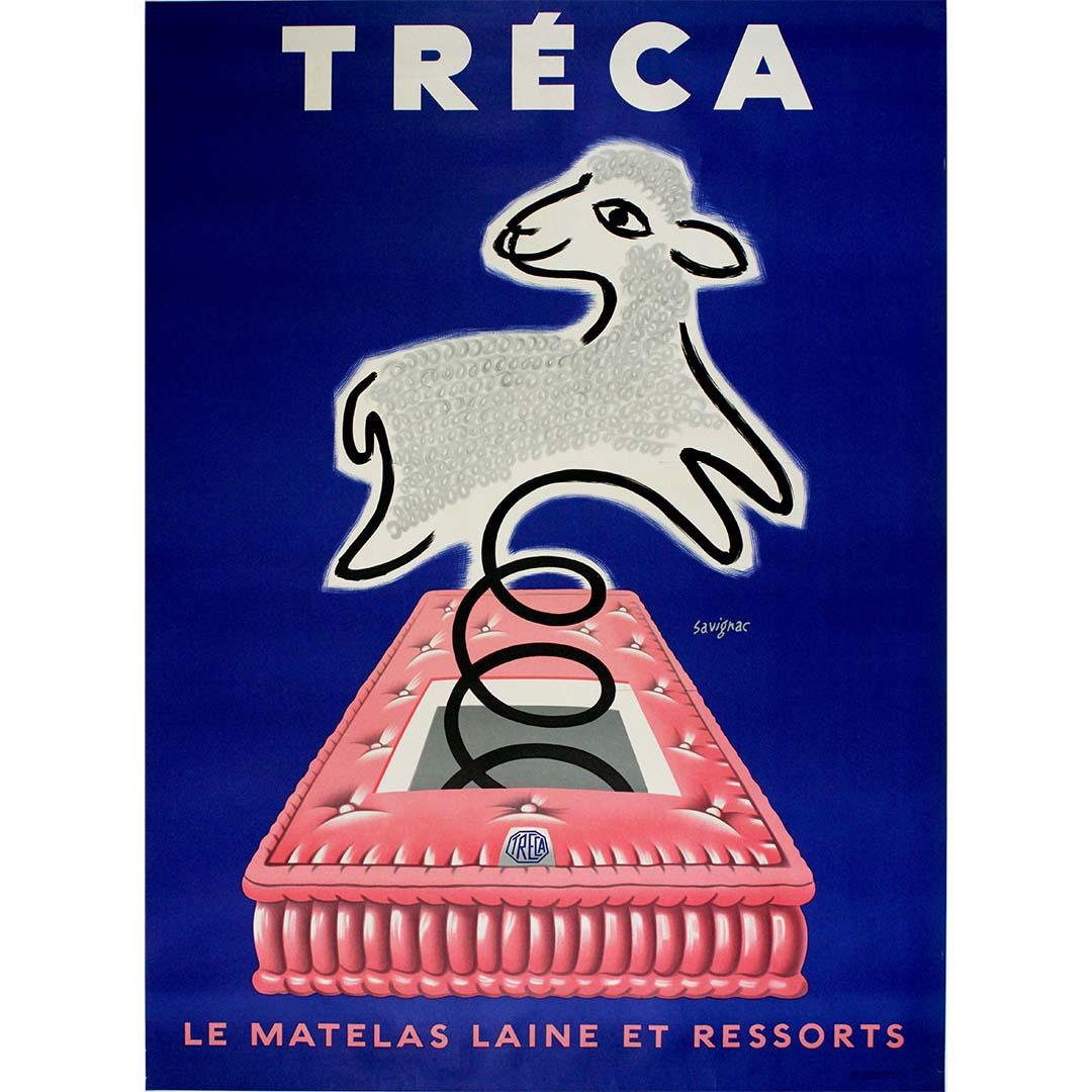 1952 original advertising poster by Savignac Tréca le matelas laine et ressorts - Print by Raymond Savignac