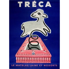 1952 affiche publicitaire originale de Savignac Tréca le matelas laine et ressorts