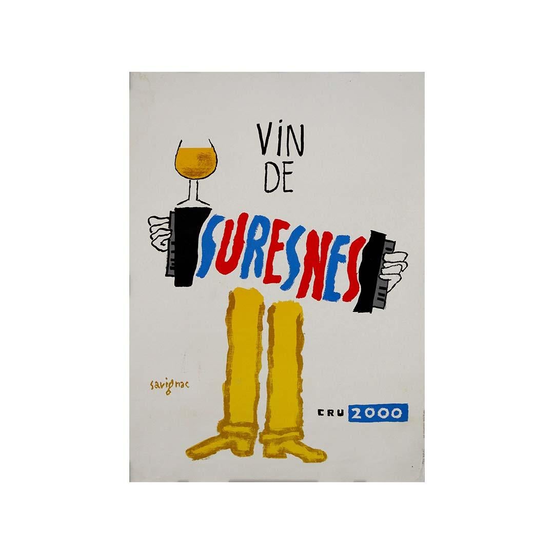 2000 original poster by Raymond Savignac to promote the Vin de Suresnes en venta 3