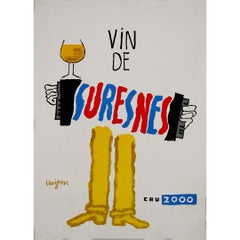 Affiche originale de Raymond Savignac pour promouvoir le Vin de Suresnesnes, 2000