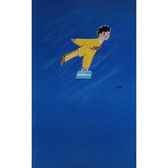 hacia 1970 "J'y vole donc j'y suis" cartel de Air France por Raymond Savignac