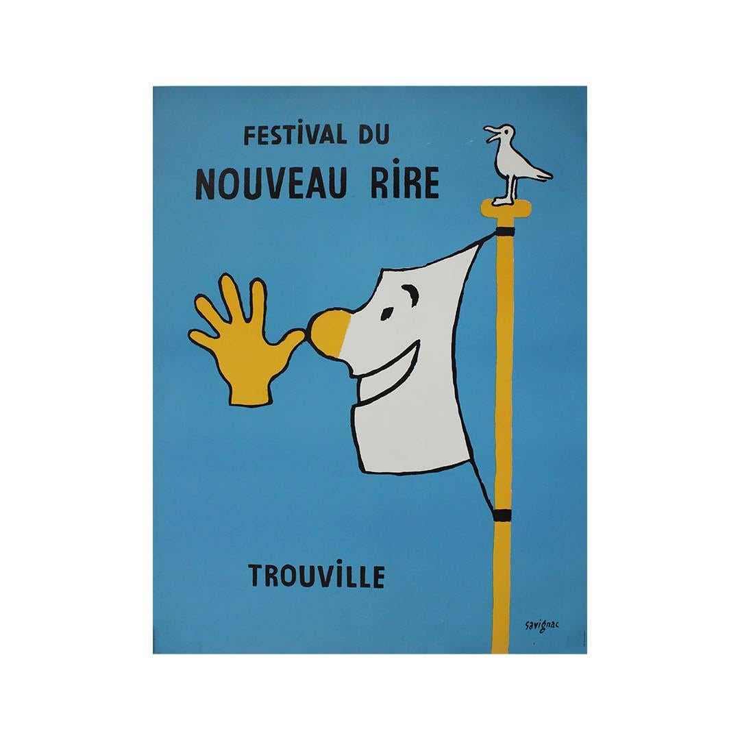 Circa 1980 Original poster by Savignac - Festival du nouveau rire Trouville For Sale 2