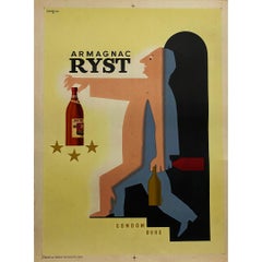 Original poster in a totally Art Deco style realized by Savignac - Armagnac Ryst