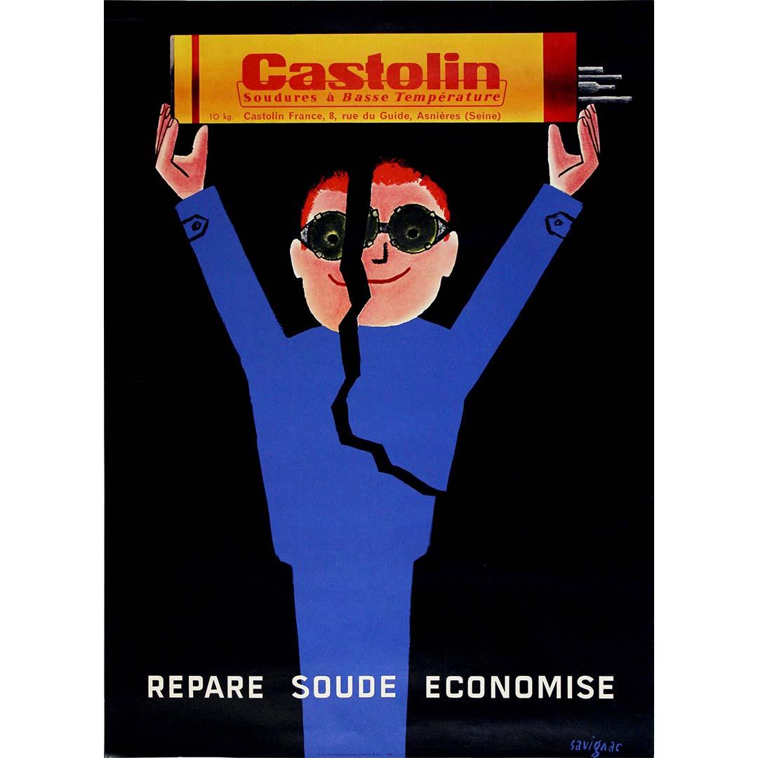 Das Originalplakat von Raymond Savignac für Castolins Hochtemperaturschweißen von 1958