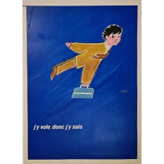 Circa 1970 Original Air France Travel Aviation Poster by Raymond Savignac