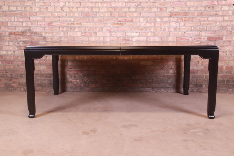 Raymond Sobota for Century Burl Wood and Black Lacquer Dining Table, Refinished For Sale 6