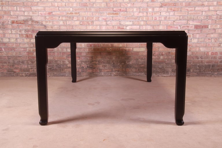 Raymond Sobota for Century Burl Wood and Black Lacquer Dining Table, Refinished For Sale 12