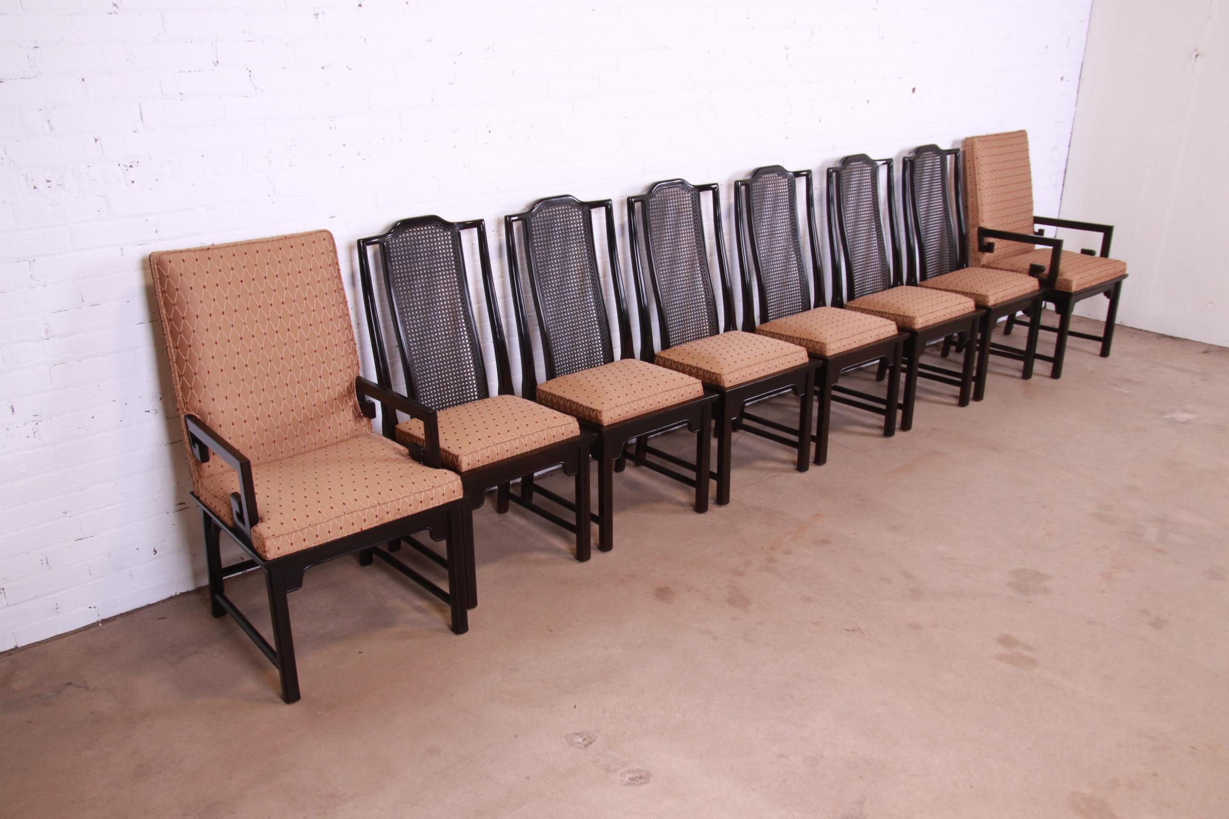 20ième siècle Chaises de salle à manger chinoiseries Hollywood Regency Raymond Sobota pour Century Furniture