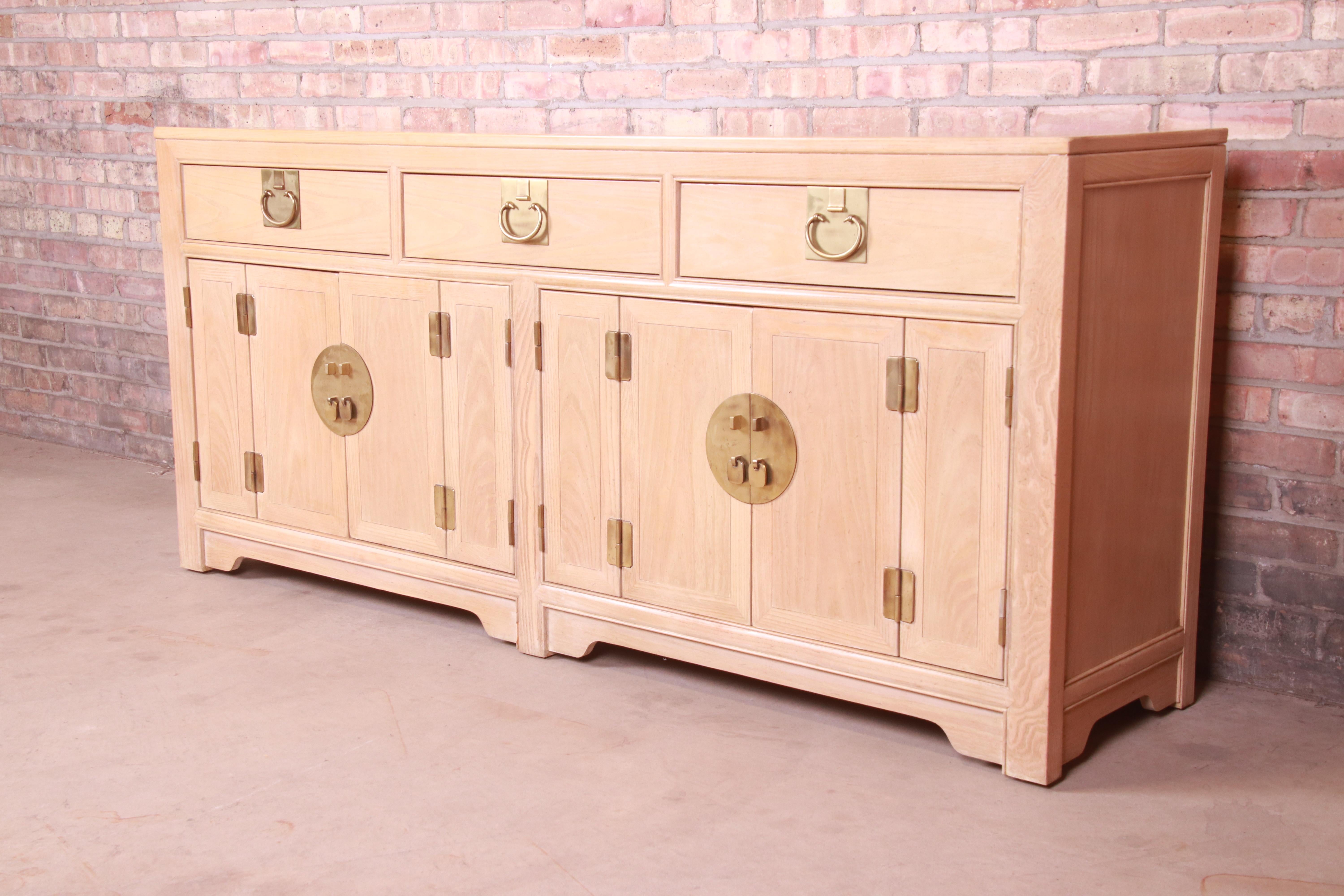 American Raymond Sobota for Century Hollywood Regency Bleached Walnut Sideboard