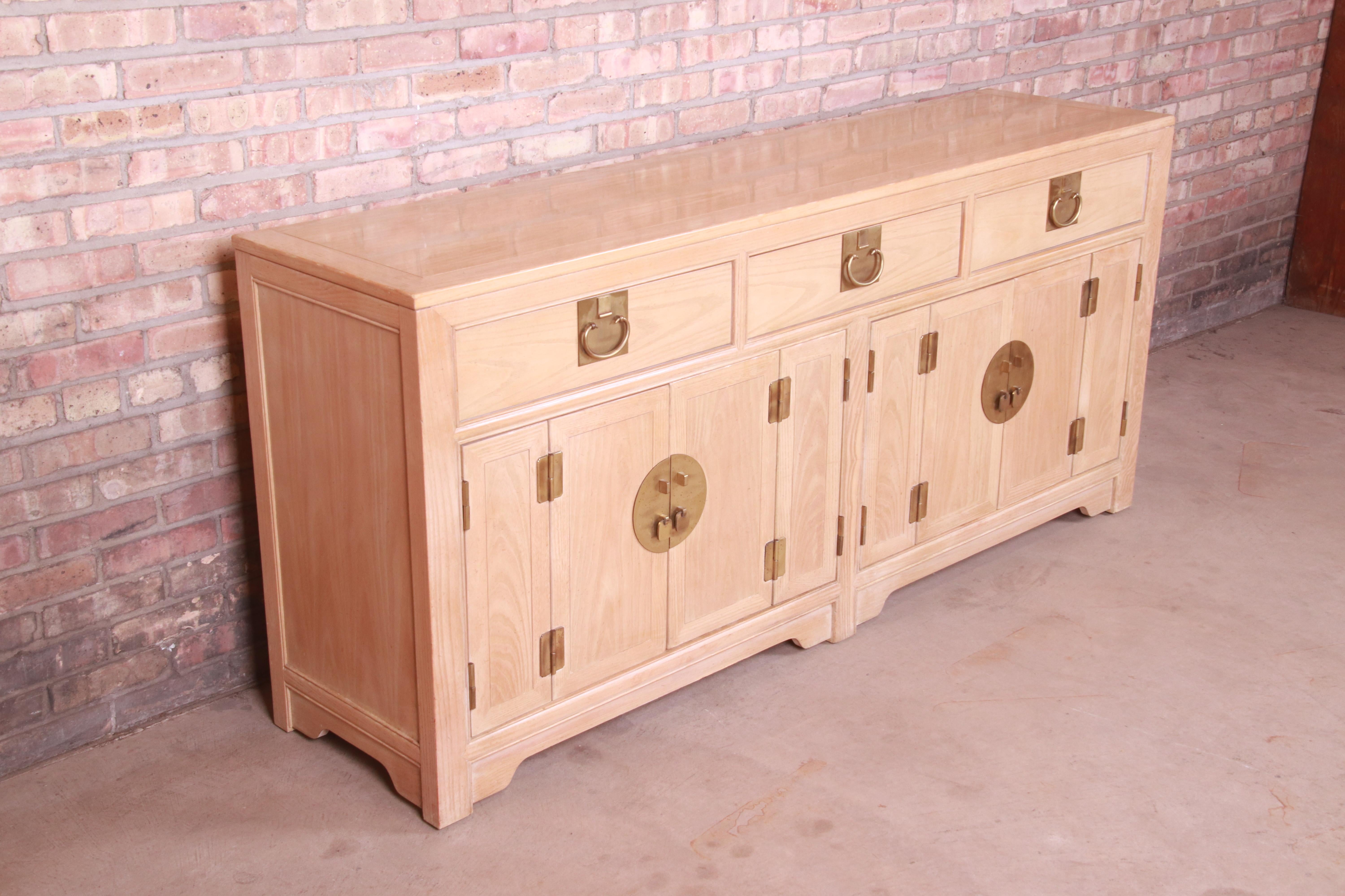 Raymond Sobota for Century Hollywood Regency Bleached Walnut Sideboard In Good Condition In South Bend, IN