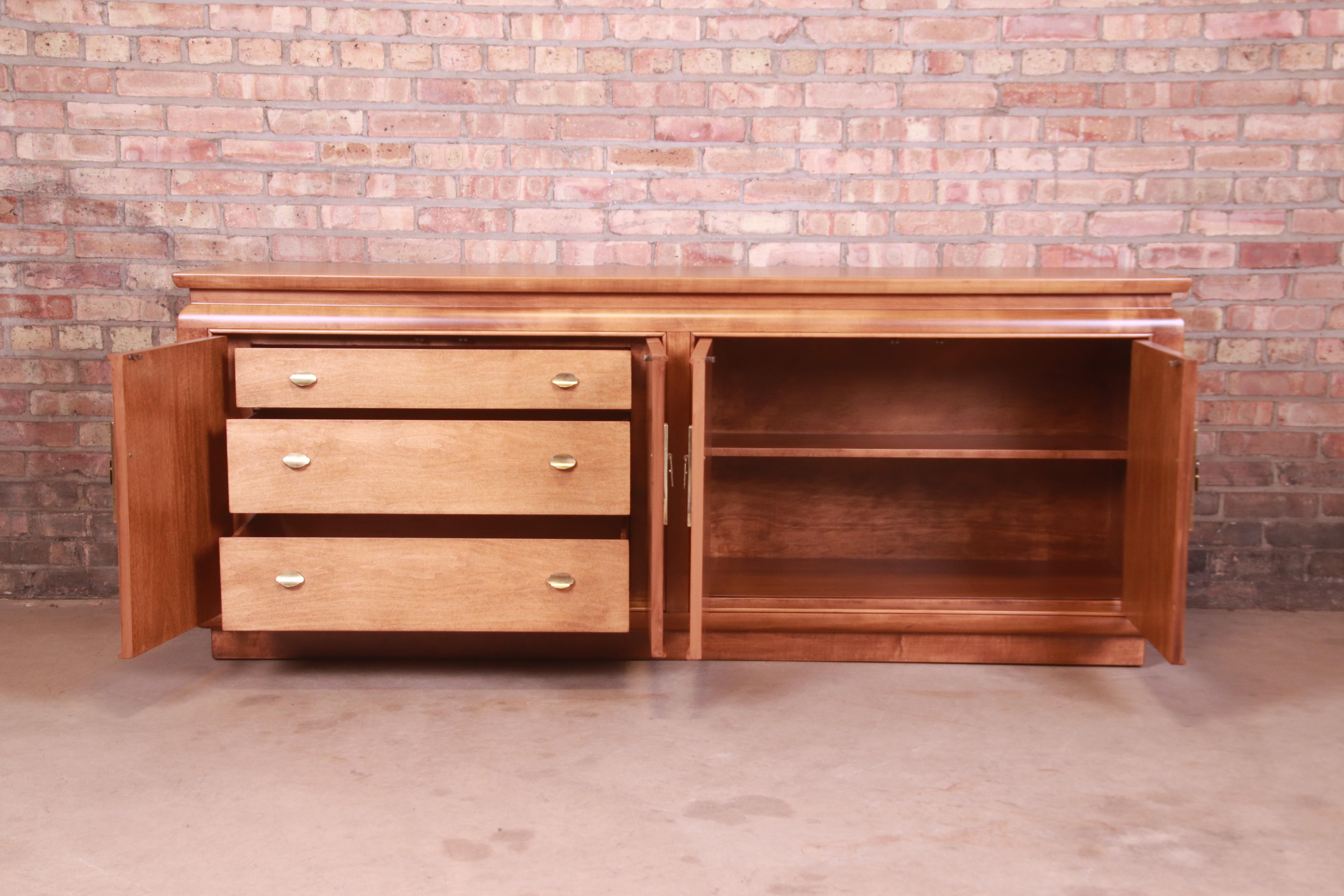 Raymond Sobota for Century Hollywood Regency Burl Wood Credenza, Refinished For Sale 2