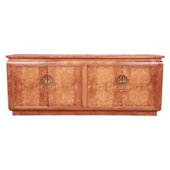 Raymond Sobota for Century Hollywood Regency Burl Wood Credenza, Refinished