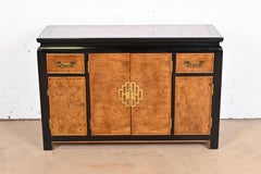 Raymond Sobota for Century Hollywood Regency Chinoiserie Burl Wood Sideboard