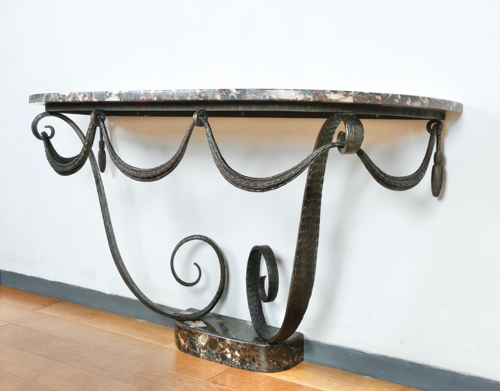 Steel Raymond Subes Art Deco Console Table For Sale