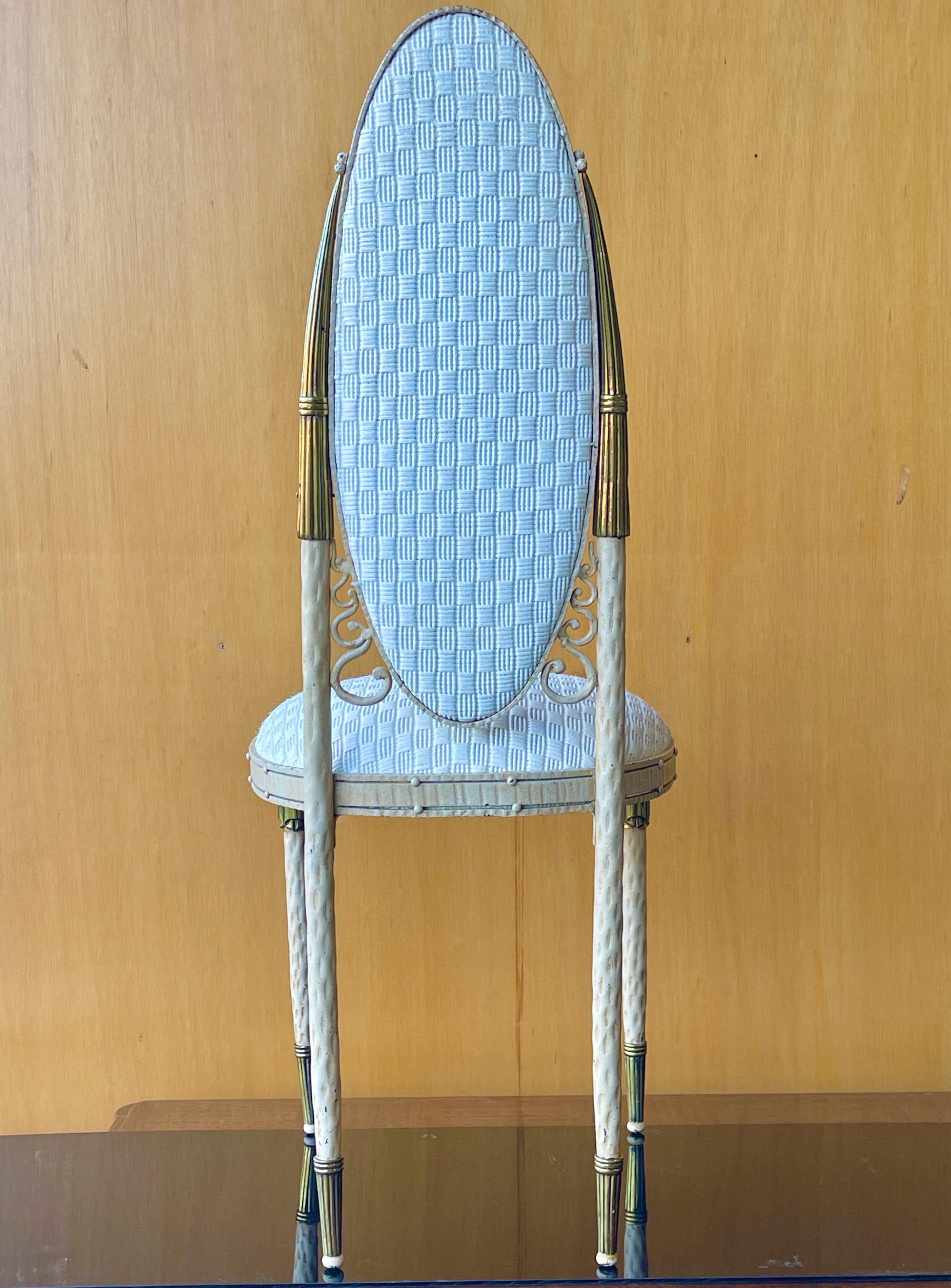 Raymond Subes Attributed Art Deco Chair Fer Forge & Gilt Bronze 3