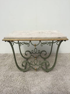 Raymond Subes Attributed Iron and Gilt Marble Table