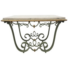 Raymond Subes Attributed Iron and Gilt Marble Table