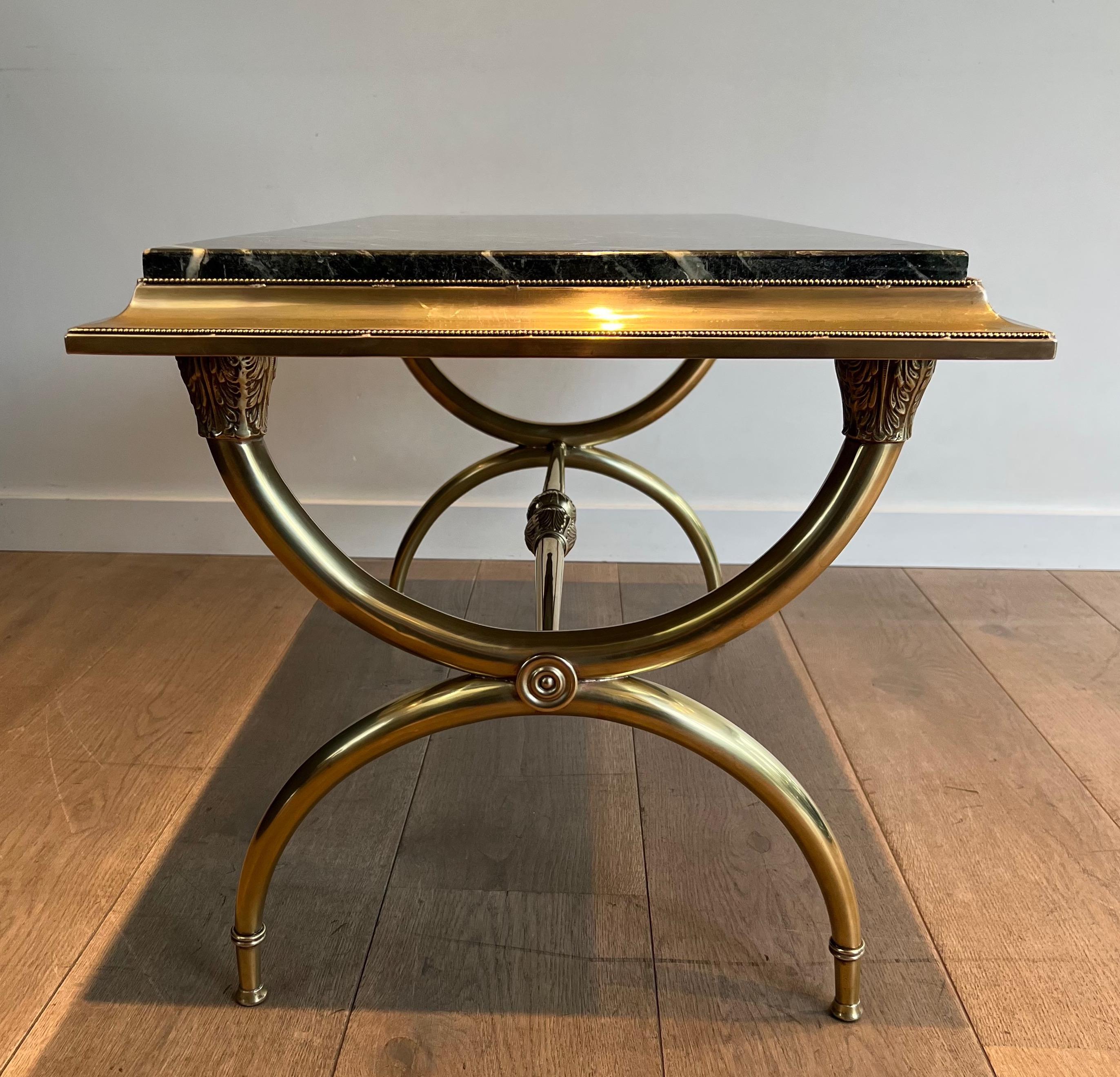 Mid-20th Century Raymond Subes Brass and Marble Neoclassical Style Coffee Table