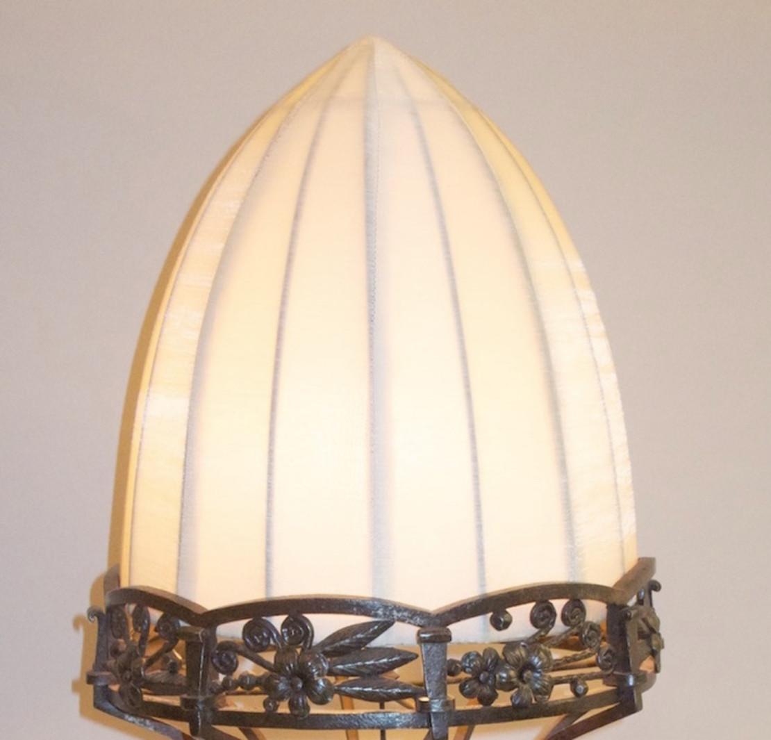 Art Deco Raymond Subes Forged Iron Table Lamp