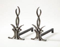 Raymond Subes Forged Steel Andirons
