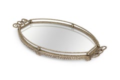 Raymond Subes French Art Deco Hand Hammered Steel and Mirror Tray