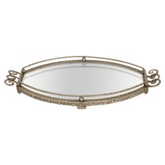 Raymond Subes French Art Deco Hand Hammered Steel and Mirror Tray Raymond Subes French Art Deco Hand Hammered Steel and Mirror Tray