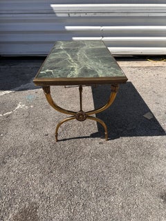 Raymond Subes Style Brass and green Marble coffee table
