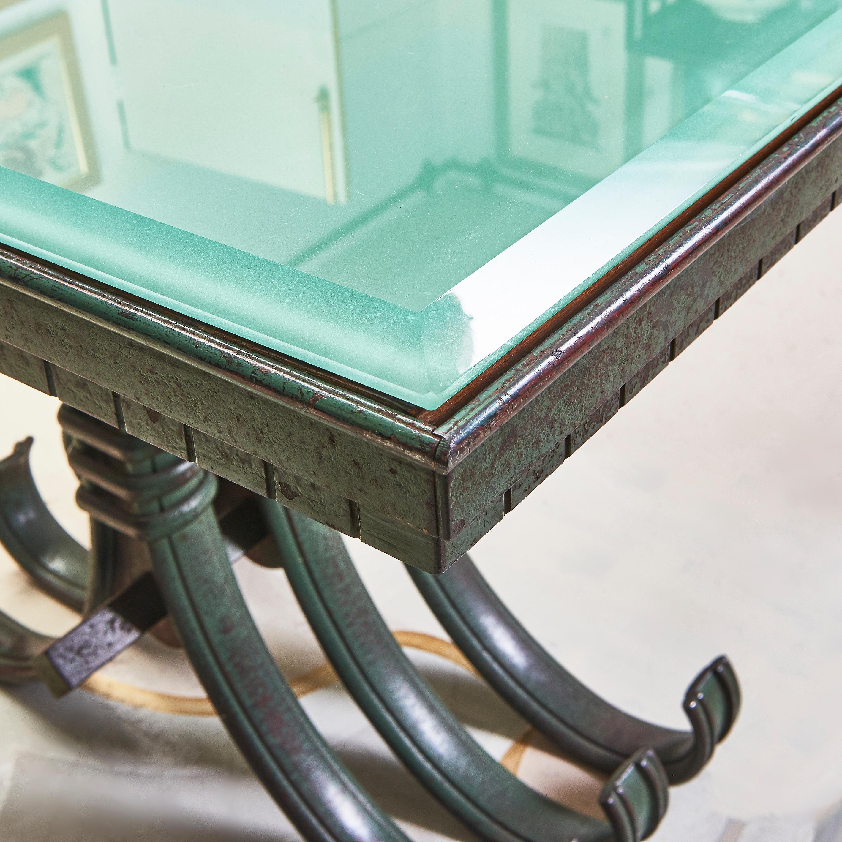 Raymond Subes Style French Wrought Iron Dining Table, c.1940 In Good Condition For Sale In London, GB