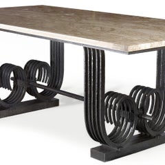 Raymond Subes Wrought Iron and Marble Table