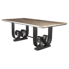 Raymond Subes Wrought Iron and Marble Table