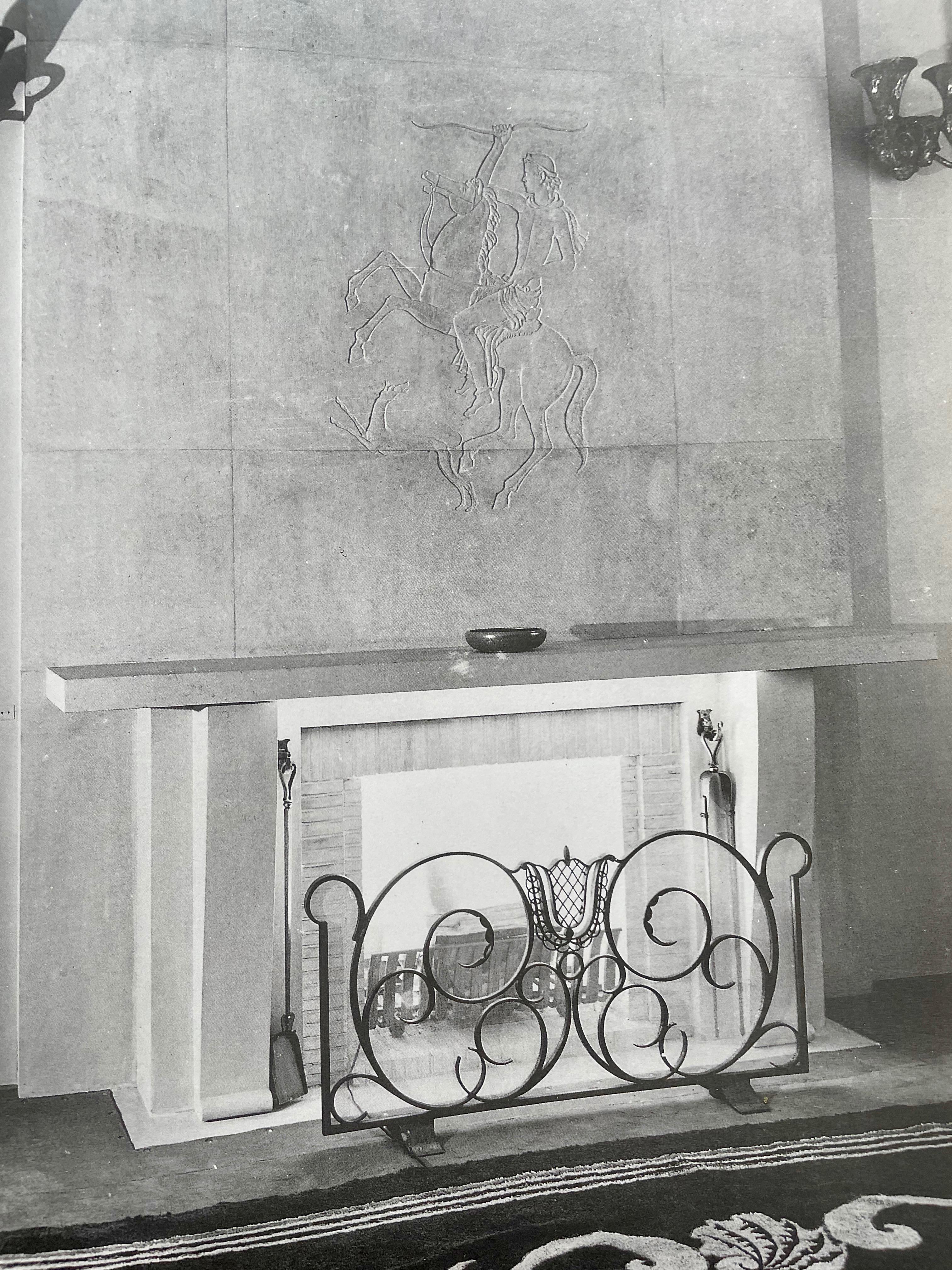 Art Deco Raymond Subes for André Arbus Wrought Iron Firescreen, France, 1940