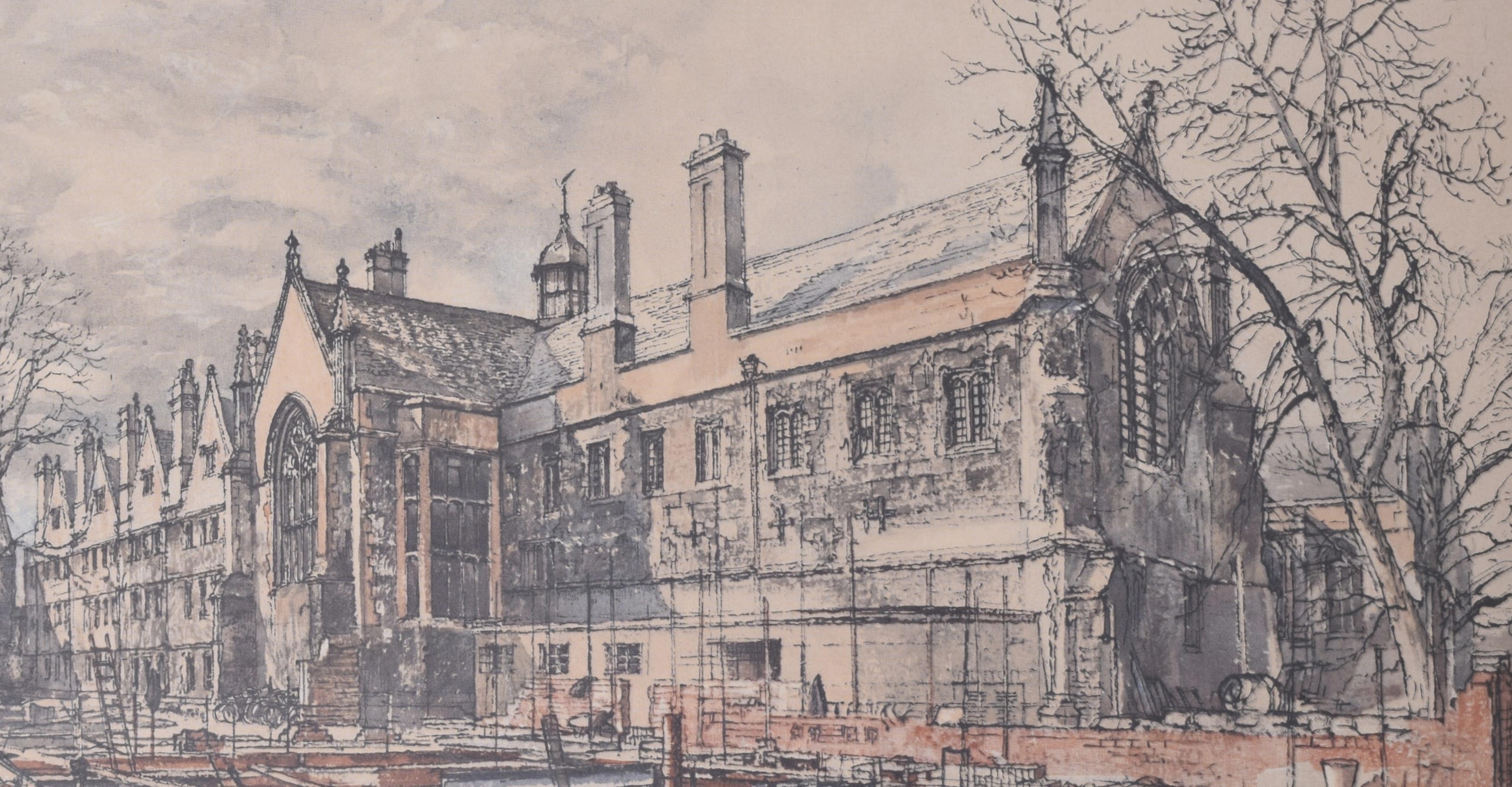 Lithographie du 20e siècle du Wadham College d'Oxford par R T Cowern - Moderne Print par Raymond Teane Cowern