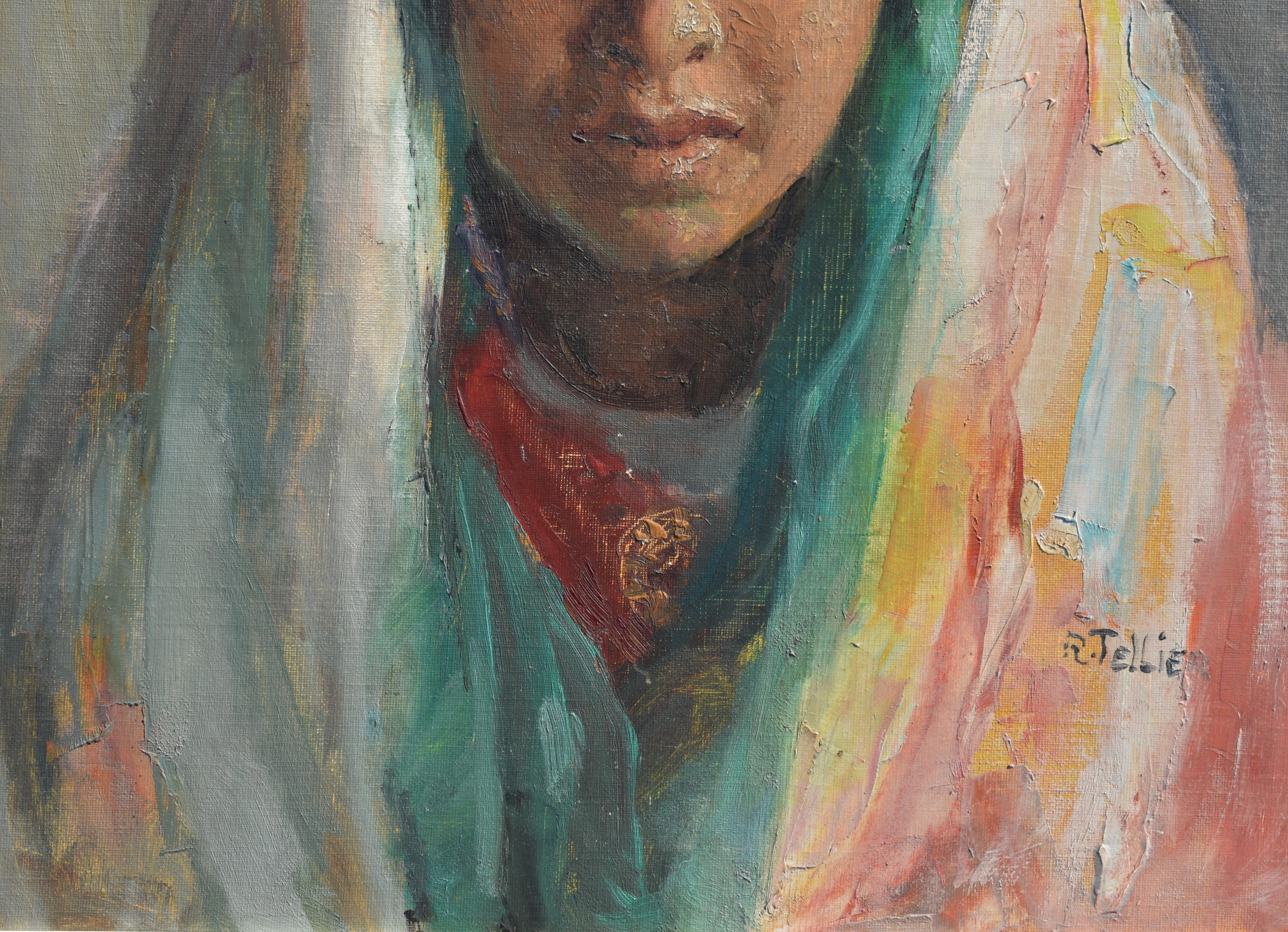 Raymond TELLIER (1897-1985) Ritratto orientalista dipinto a olio - Portrait Painting Grigio di Raymond Tellier