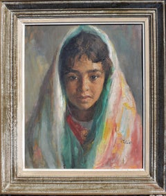 Raymond TELLIER (1897-1985) Orientalist Portrait Oil Painting