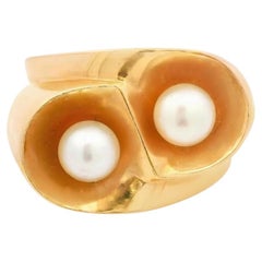 Raymond Templier Pearl Toi et Moi Ring in 18K Gold