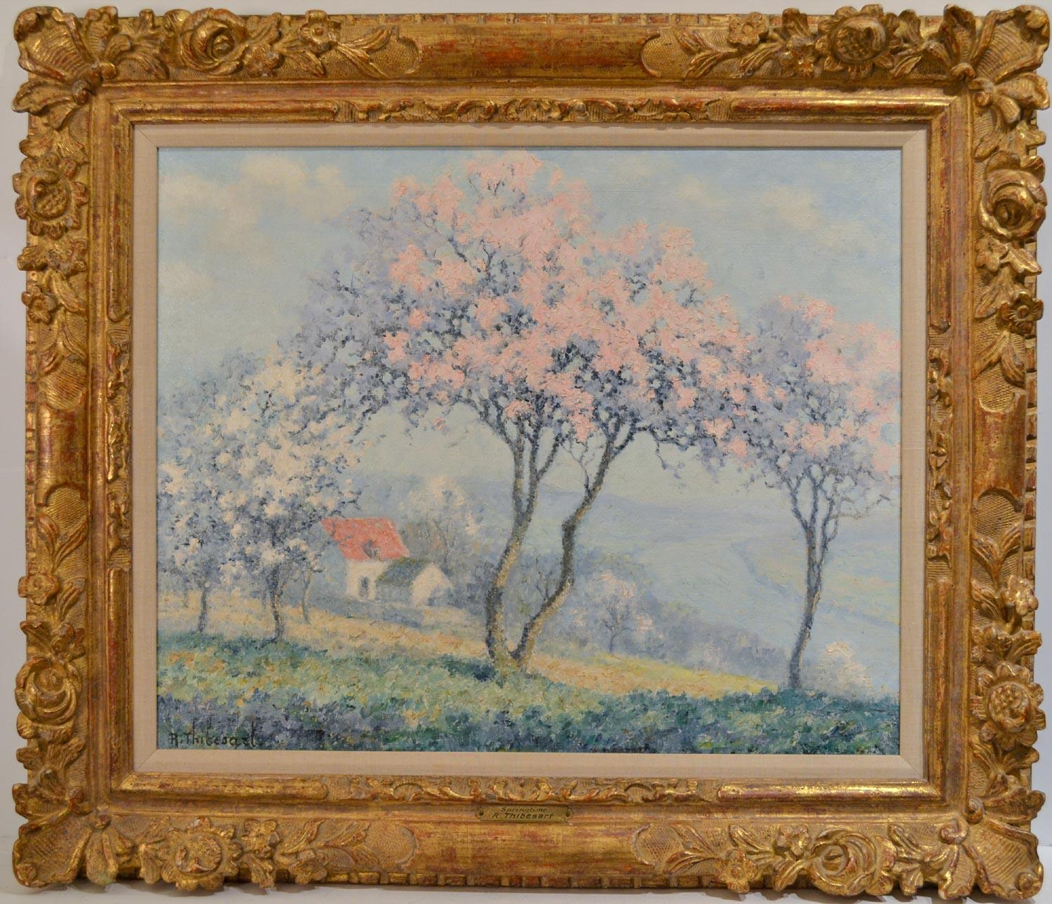 French Impressionist "Springtime " Oil on Canvas 20 x 24 includes book on artist - Painting by Raymond Thibesart