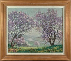 Raymond Thibesart, "Apple Blossoms in Bloom, 1920" Oil on Canvas 21 1/2 x 26 Imp