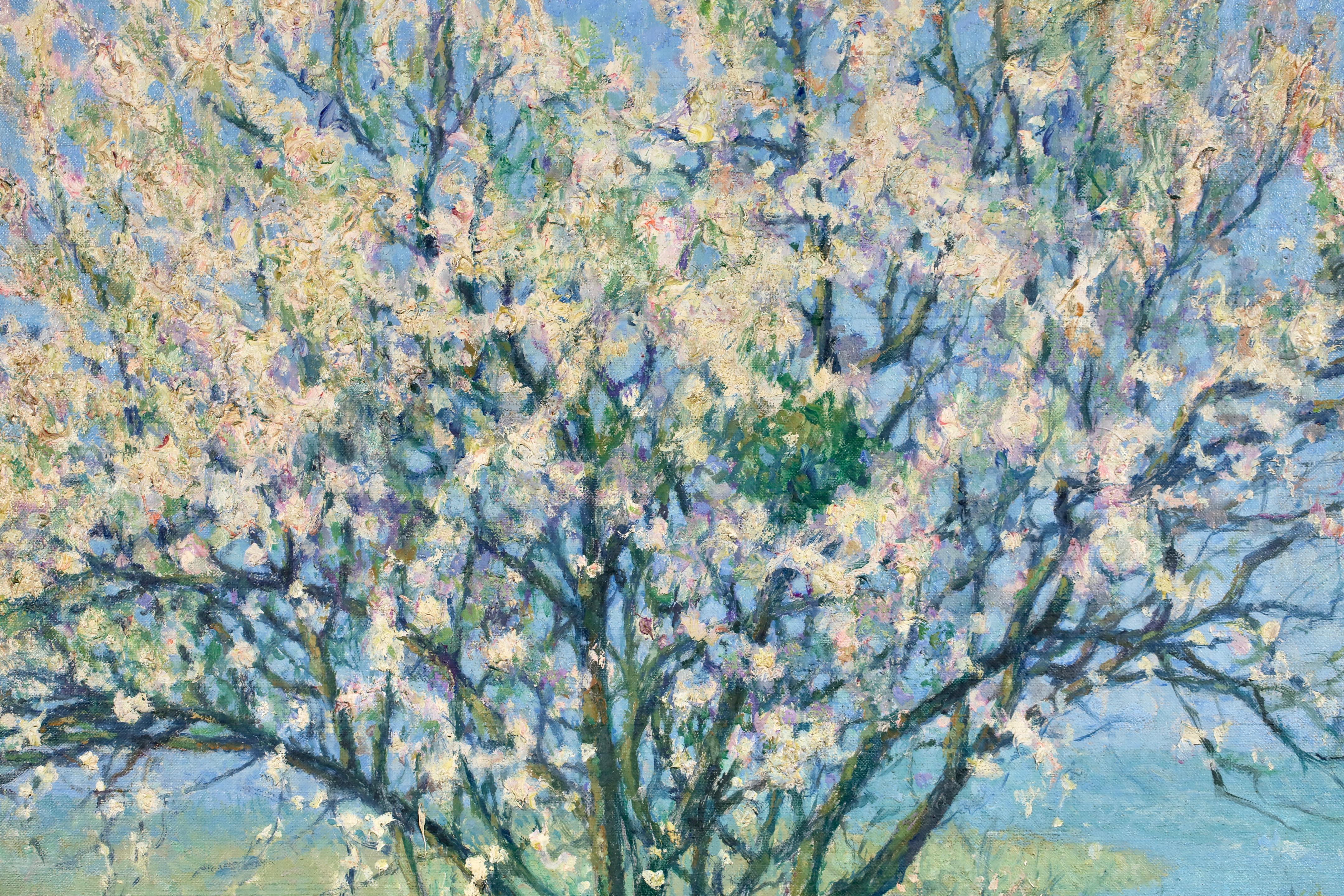 Amandier - Peinture à l'huile de Raymond Thibesart, paysage post-impressionniste 8
