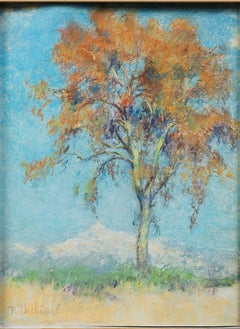 "Arbre l'Automne Saint Paul" pastel de Raymond Thibesart (France, 1874-1968)