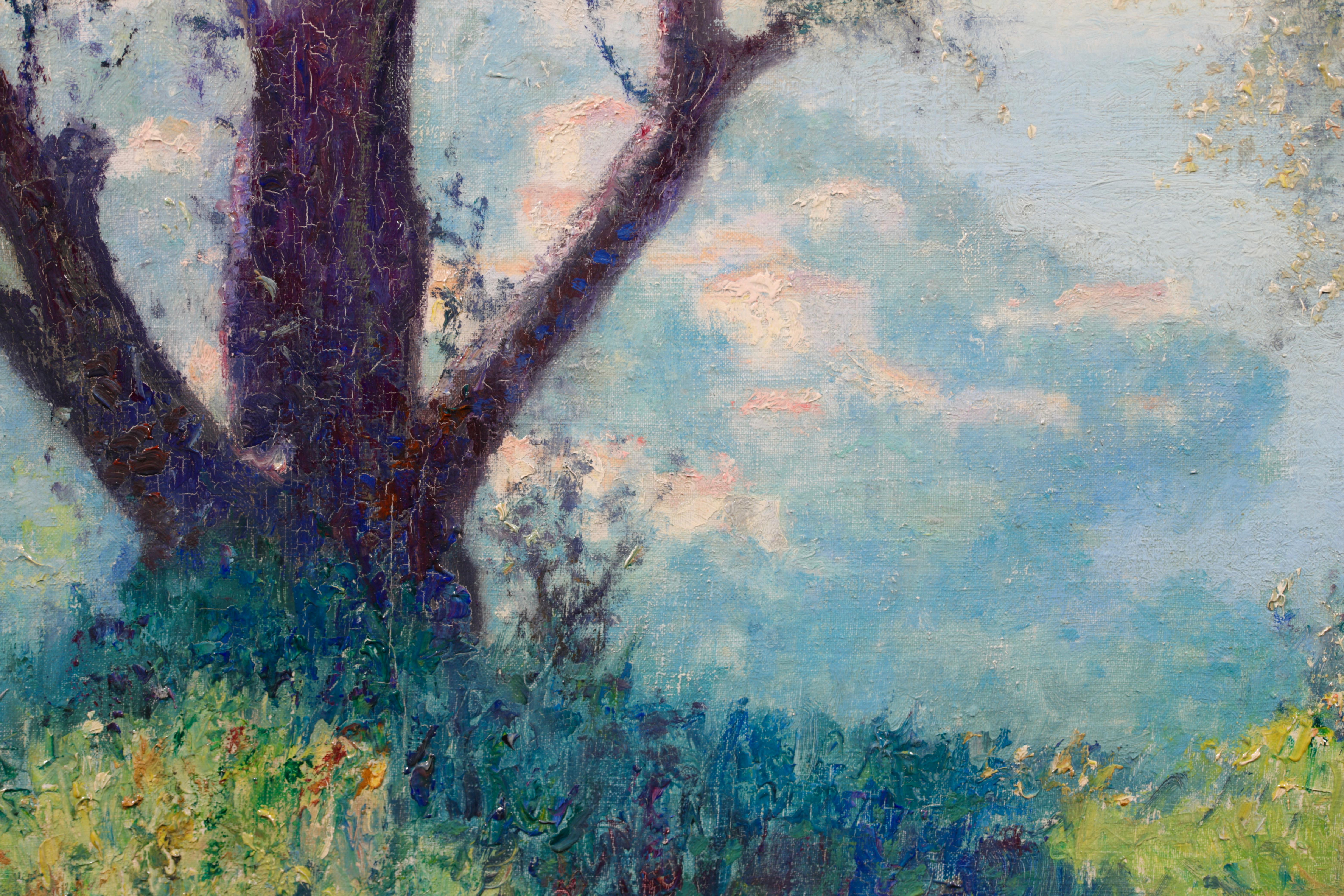 Baie de Villefranche - Post Impressionist Oil, Sea Landscape - Raymond Thibesart For Sale 2