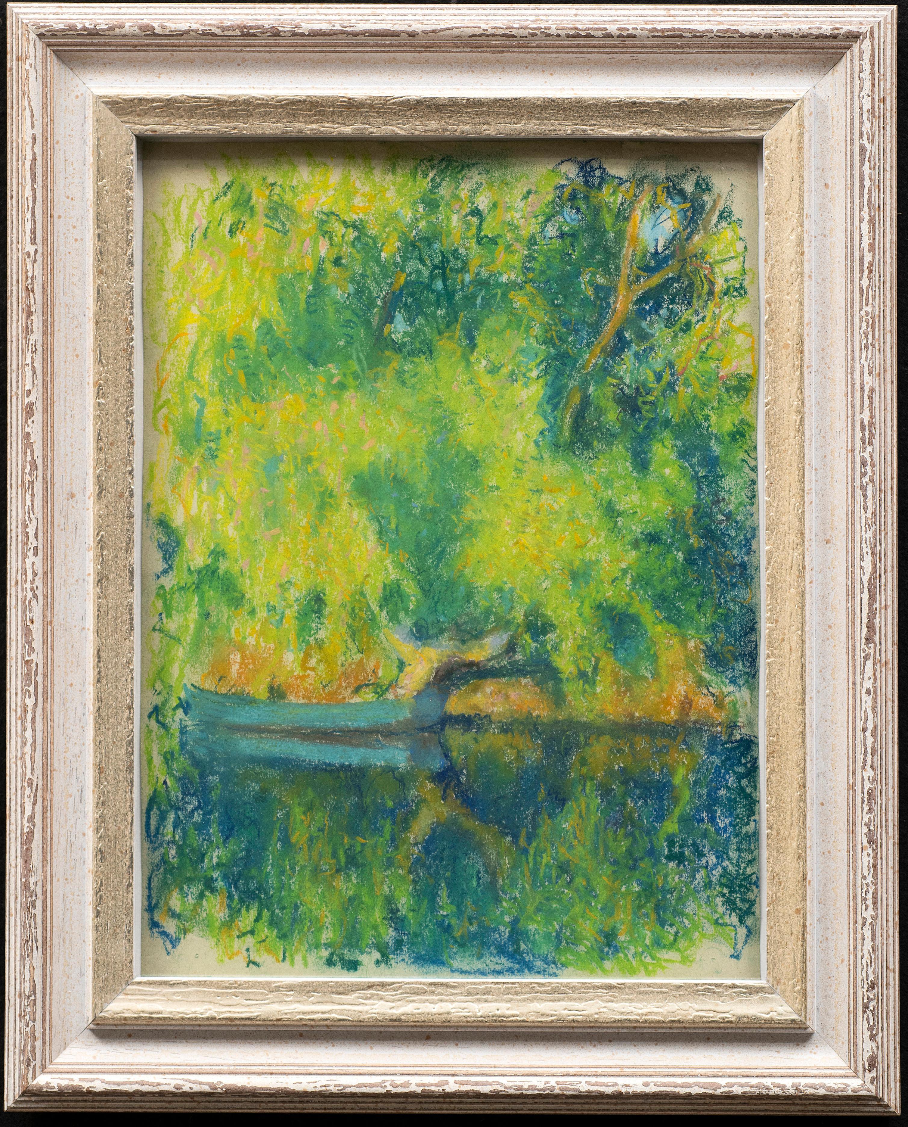 "Barque sur la Seine (Barca sulla Senna)" Pastello, Raymond Thibesart (1874-1968)