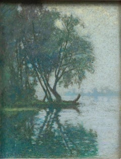 "Brume Sur La Seine (Nebbia sulla Senna)" Pastello Raymond Thibesart (1874-1968)