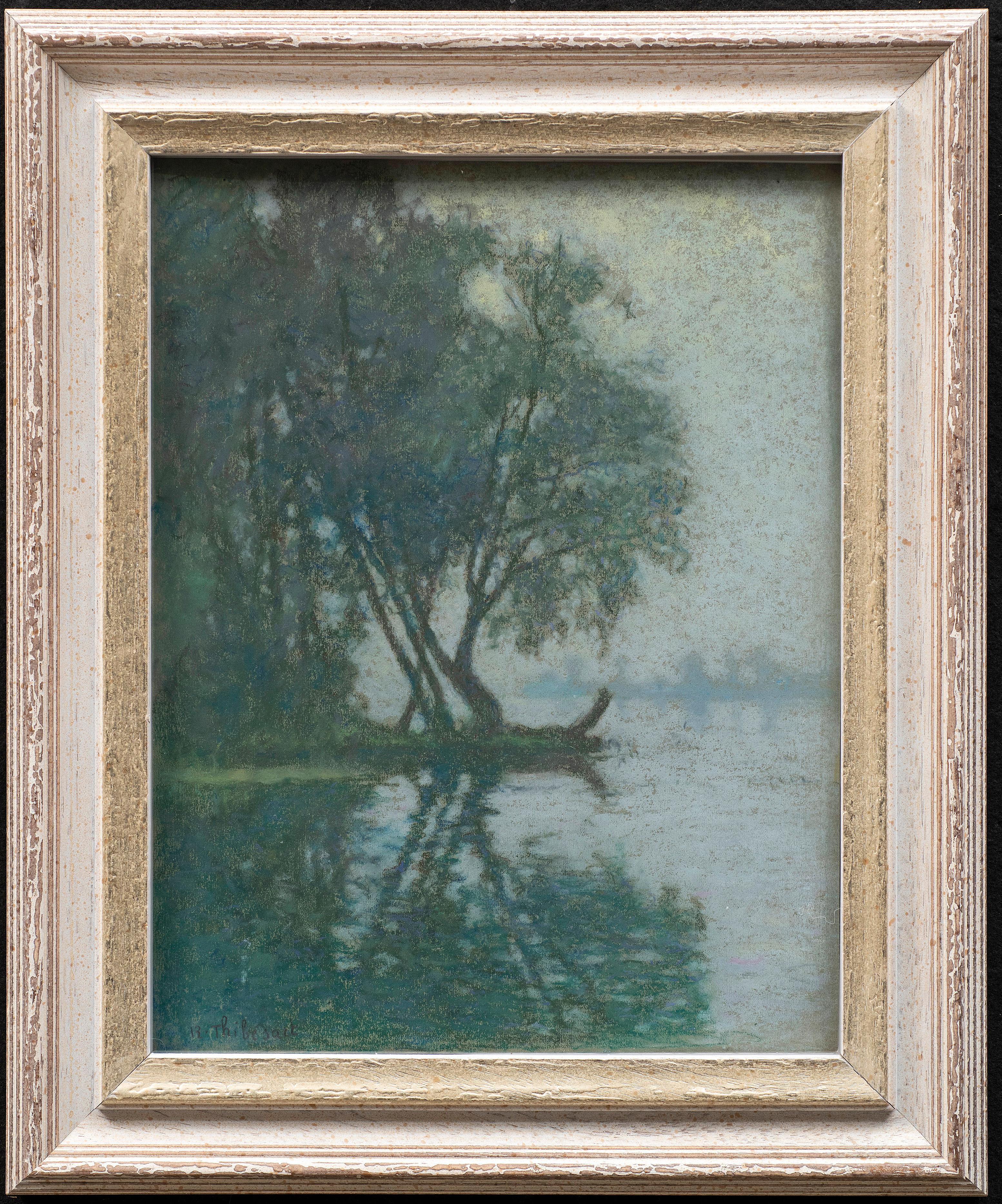 Pastel Raymond Thibesart (1874-1968) « brume sur la Seine »