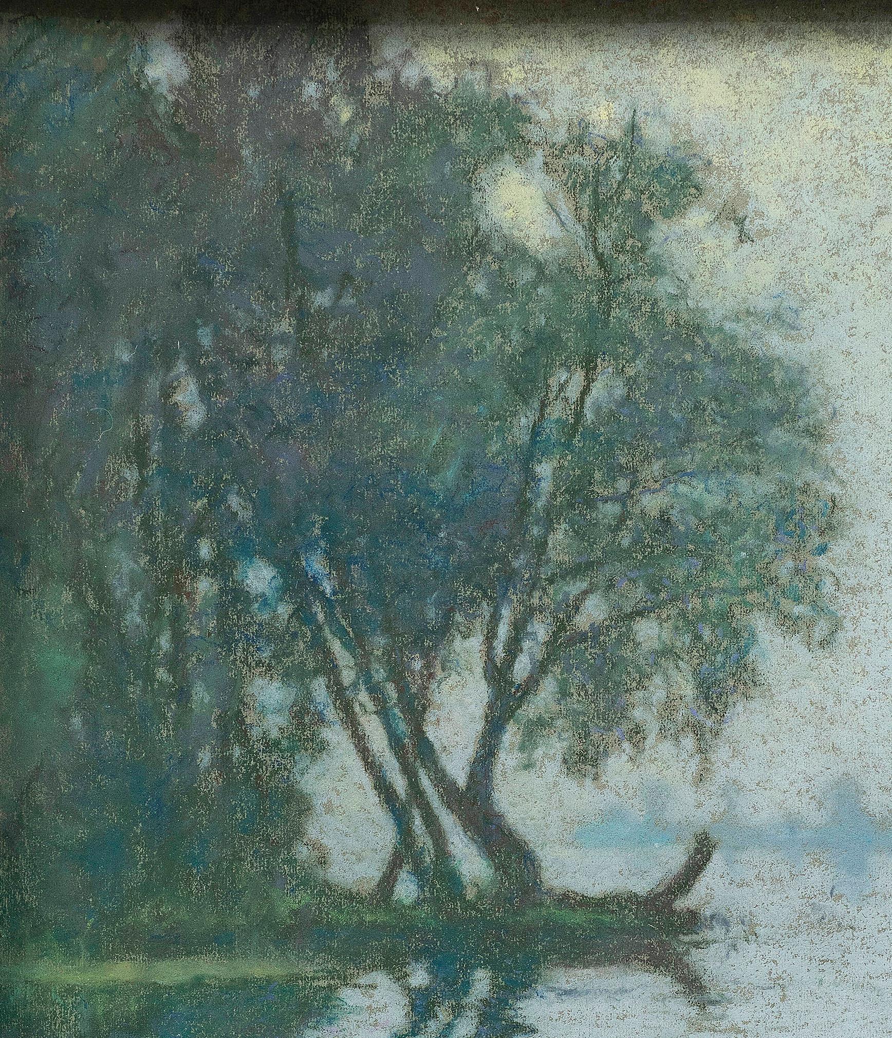 Pastel Raymond Thibesart (1874-1968) « brume sur la Seine » en vente 2
