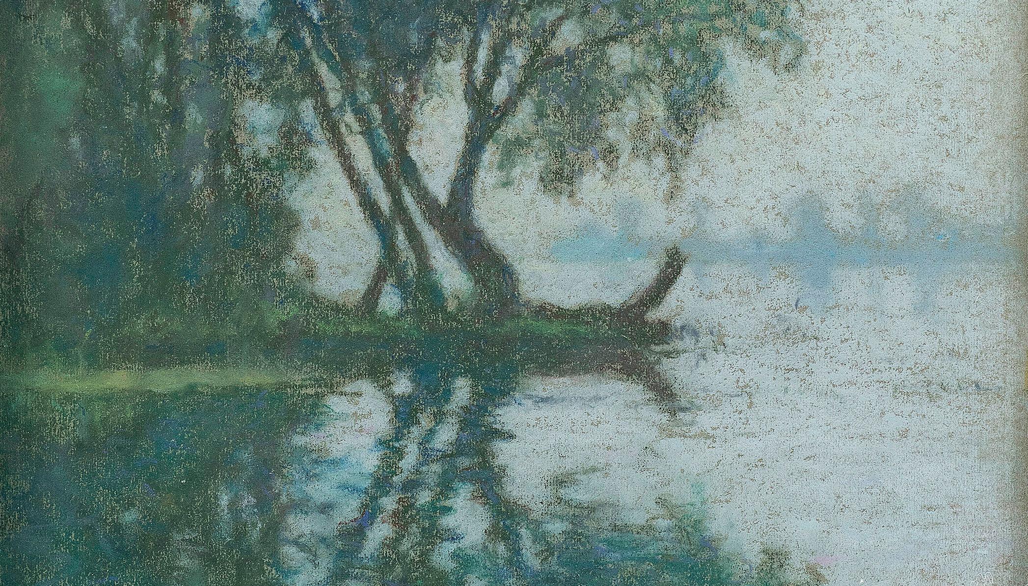 Pastel Raymond Thibesart (1874-1968) « brume sur la Seine » en vente 4